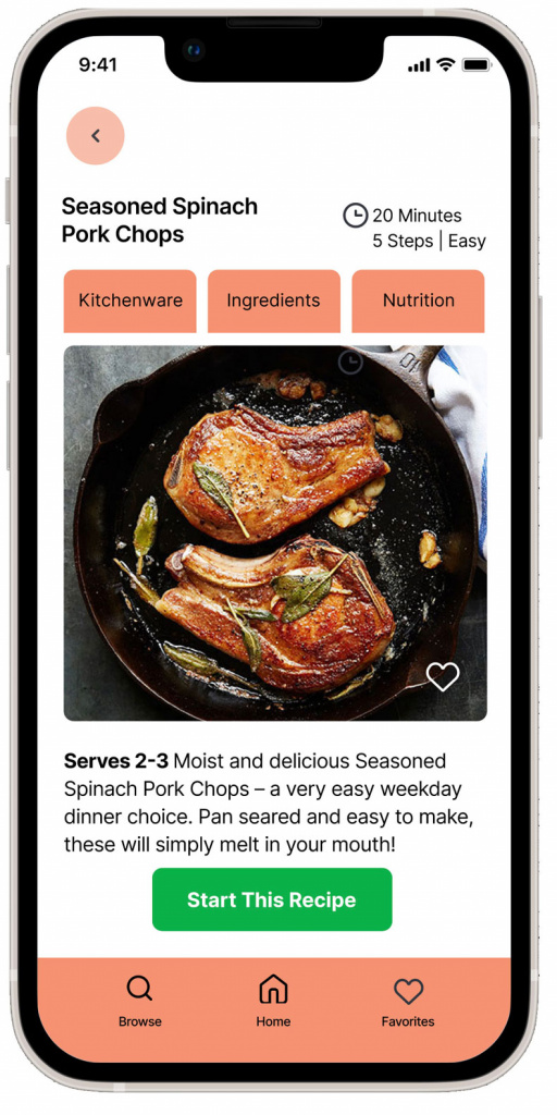 Recipe page shown in smartphone.