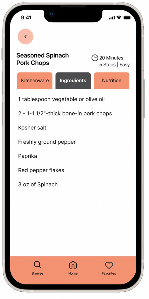 The ingredients list page shown in smartphone.