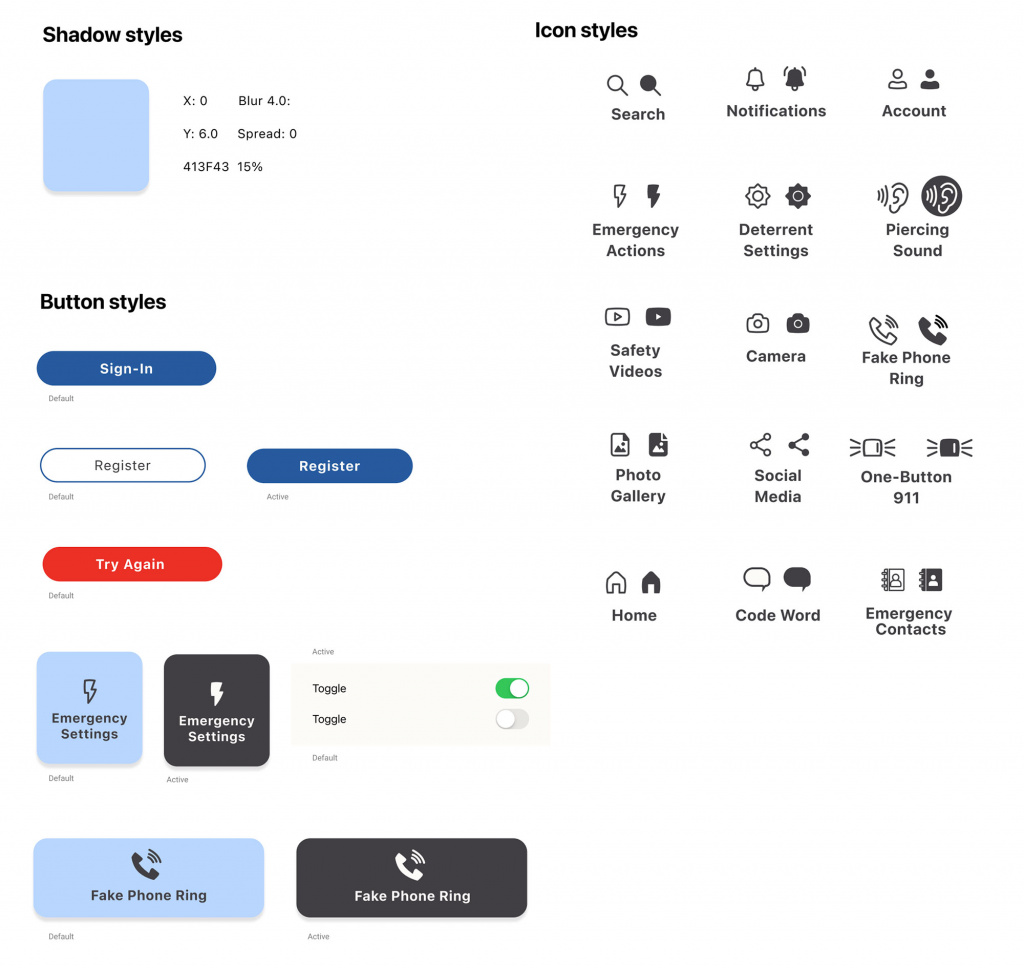Image of design system showing buttons and icons.