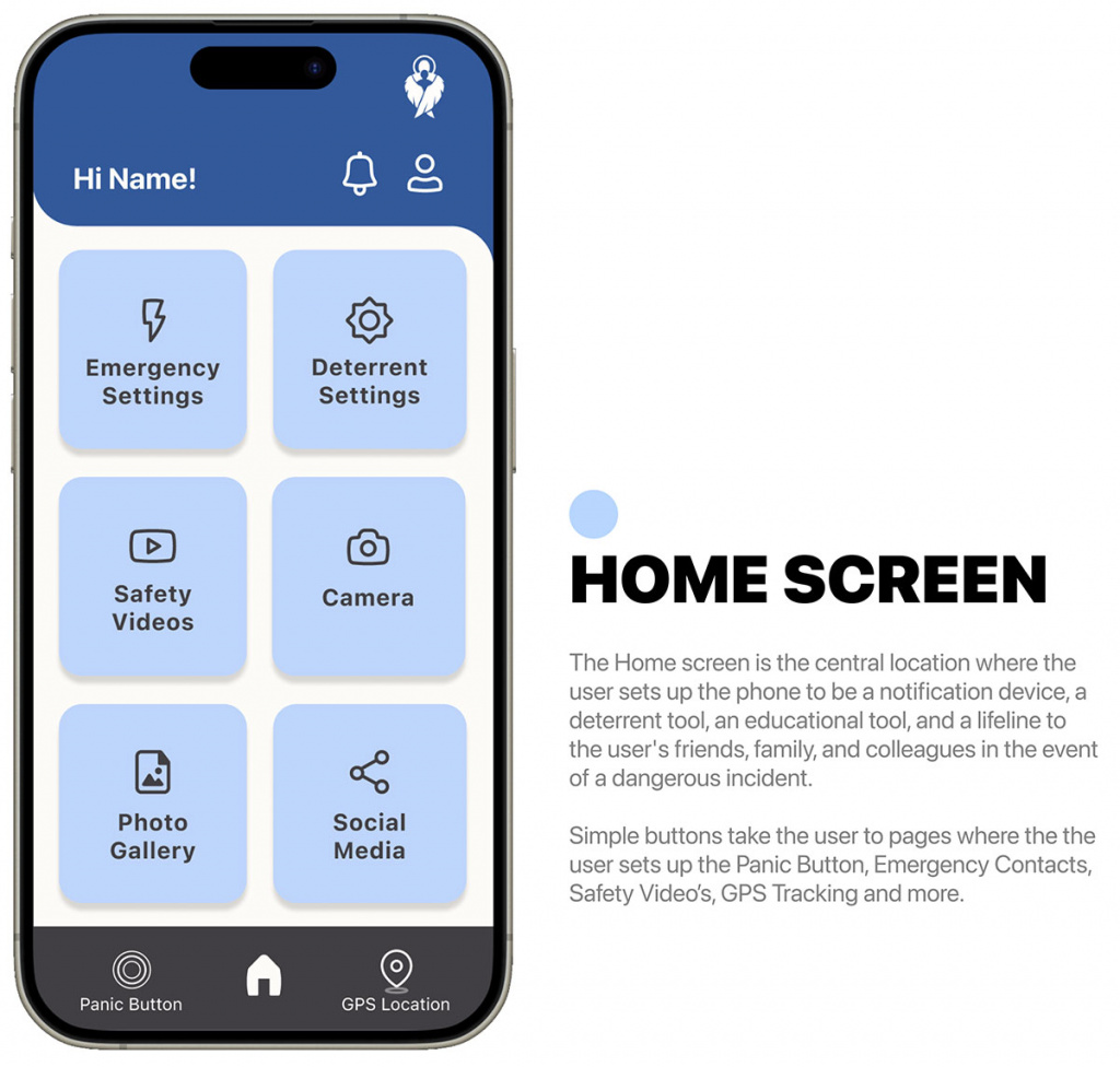 High fidelity screen of the home page of the app.