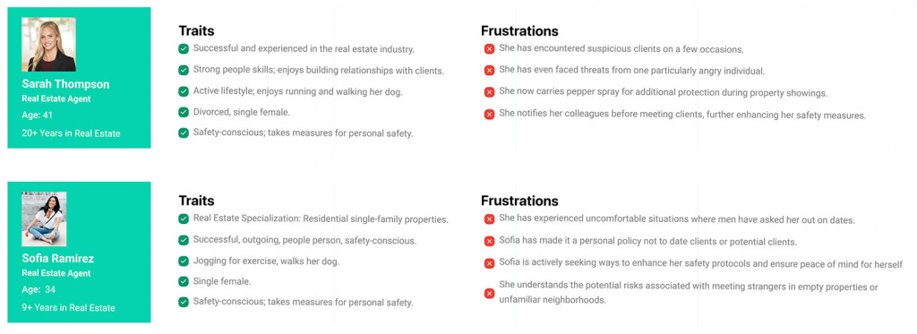 Image of a list of traits and frustrations - a User Persona List.