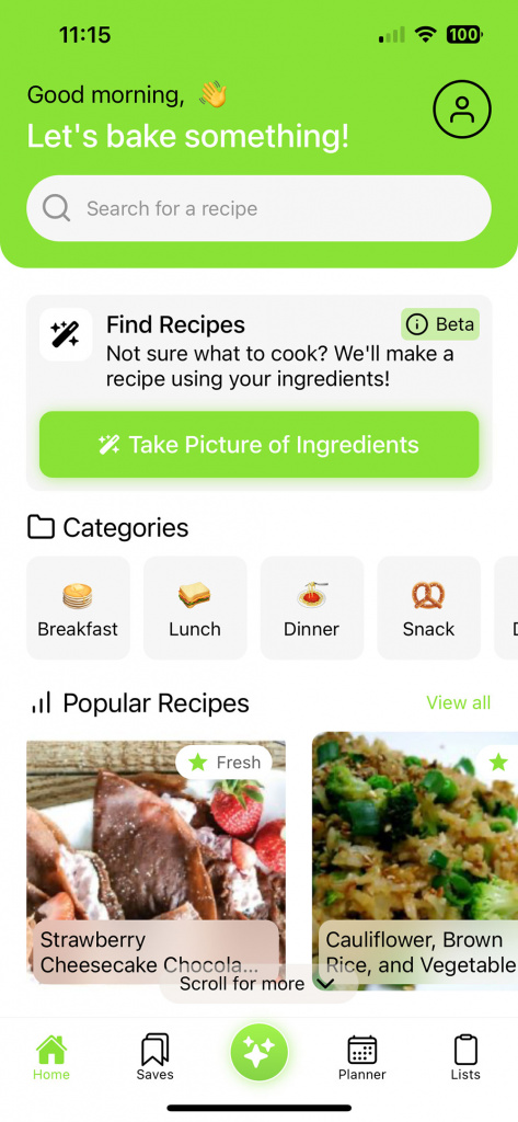 App screen shot from the app Whisk.