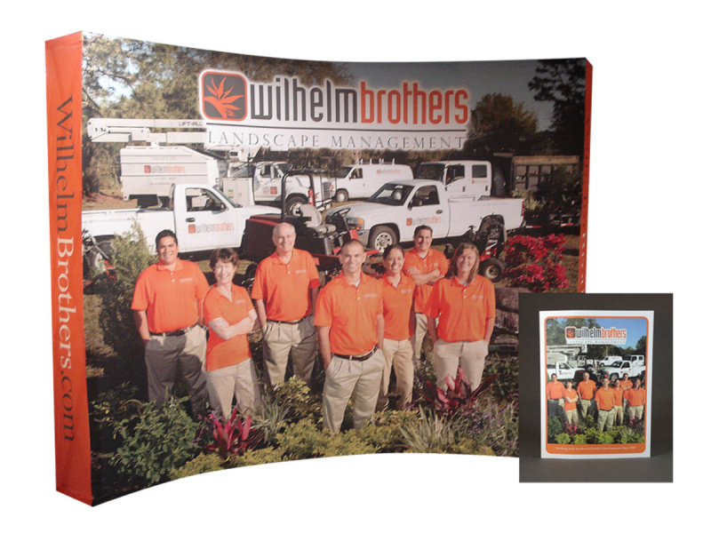 trades show booth and brochure
