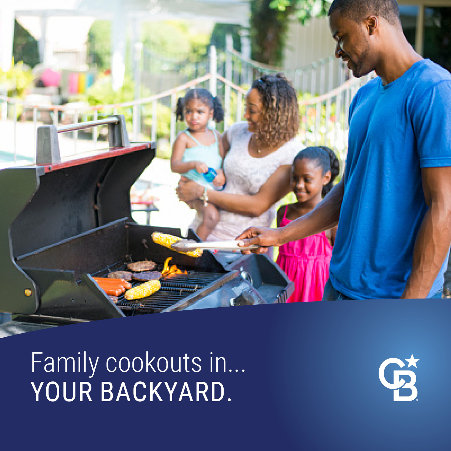Family cooking on the grill