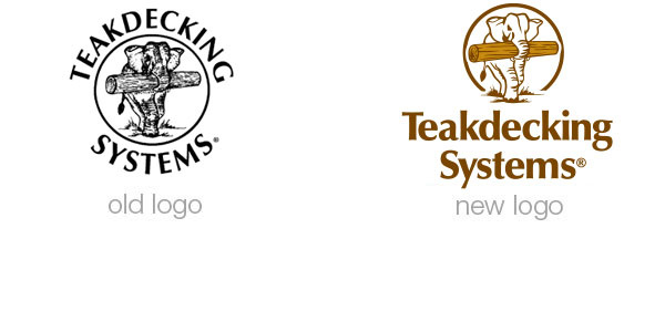 Before and after of the Teak Decking systems logo